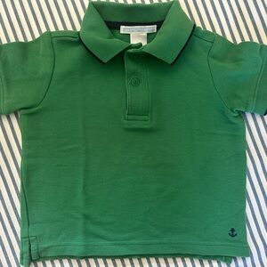 Janie & Jack green Polo with navy blue anchor